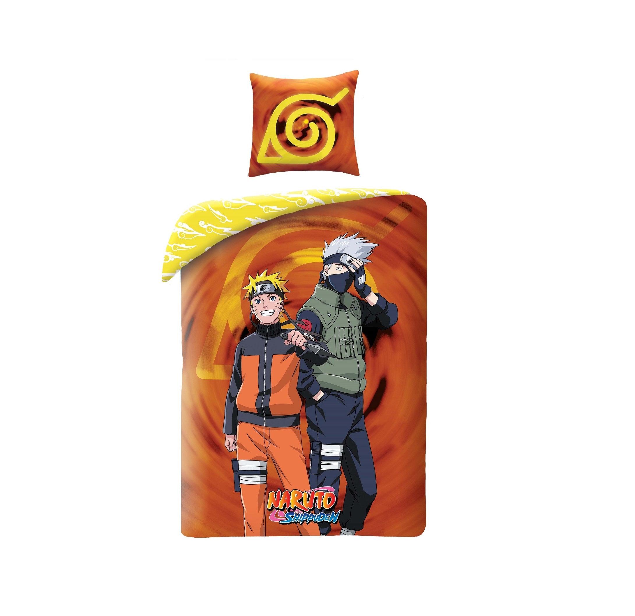 Naruto Shippuden - Parure de lit en microfibre Naruto et Kakashi (140x200cm + 63x63cm) - flash vidéo