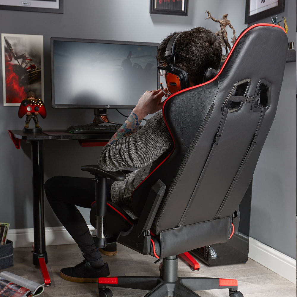 X Rocker - Bravo PC Office Red and Black Gaming Chair - flash vidéo
