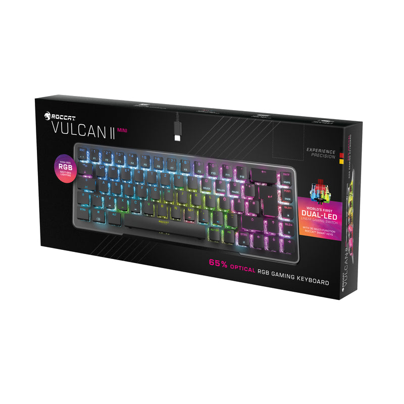 Roccat - Clavier de jeu mécanique optique Vulcan II Mini Noir avec éclairage RGB - Disposition QWERTY américaine