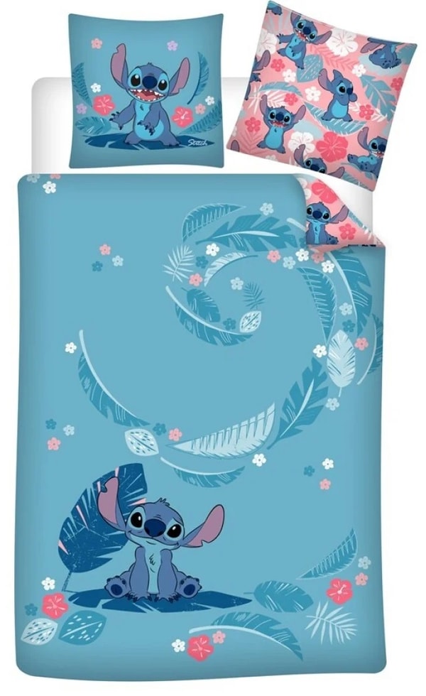 Lilo et Stitch - Housse de couette en 100% Flanelle de coton Tropical (140x200cm + 65x65cm) - flash vidéo