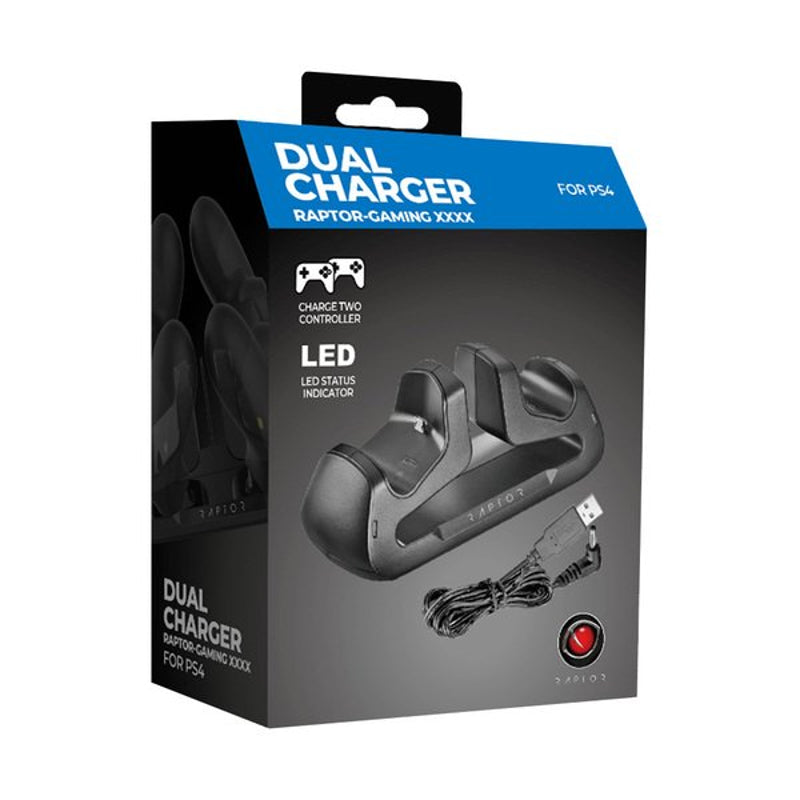 Raptor Gaming - Chargeur double noir pour manettes PS4 DualSense