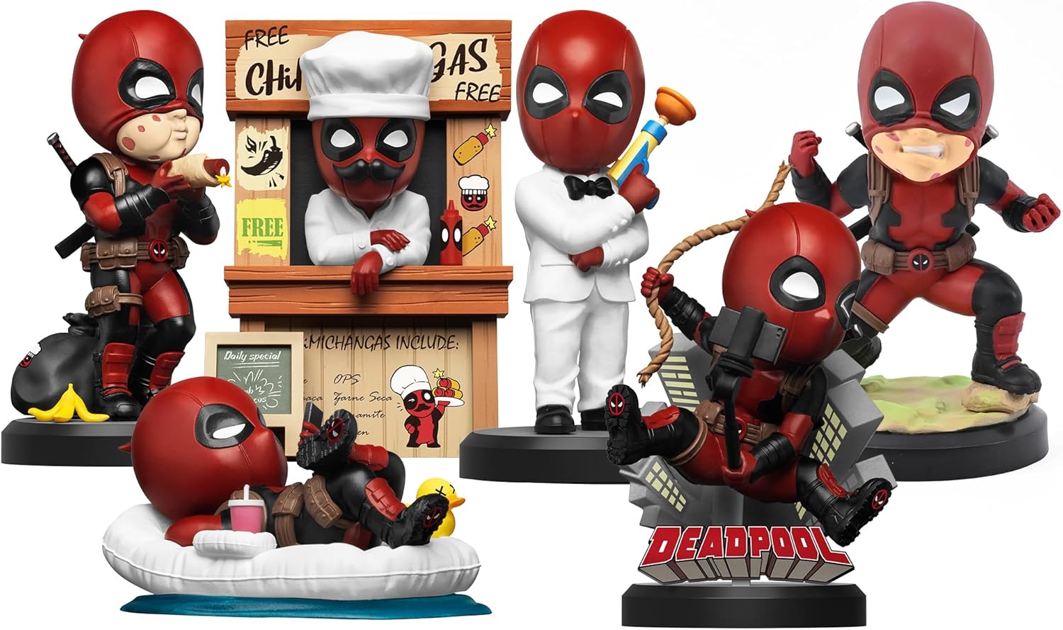YuMe Hero Box Action Series - Display de figurines Deadpool 8cm (12 unités) - flash vidéo