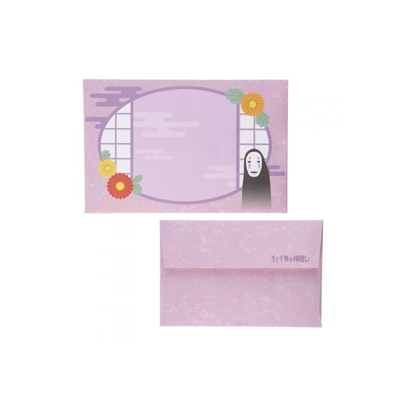ÉVENTAIL BAMBOU & ENVELOPPE NO FACE AVEC FLEUR - LE VOYAGE DE CHIHIRO