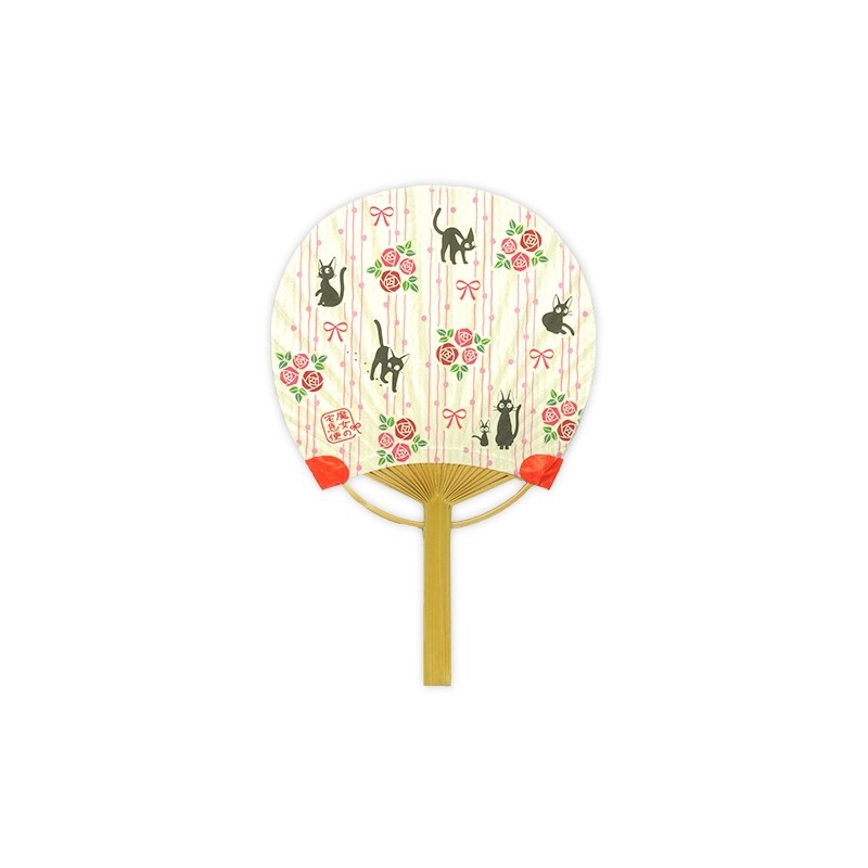 ÉVENTAIL JAPONAIS BAMBOU JARDIN DE ROSE - KIKI LA PETITE SORCIÈRE