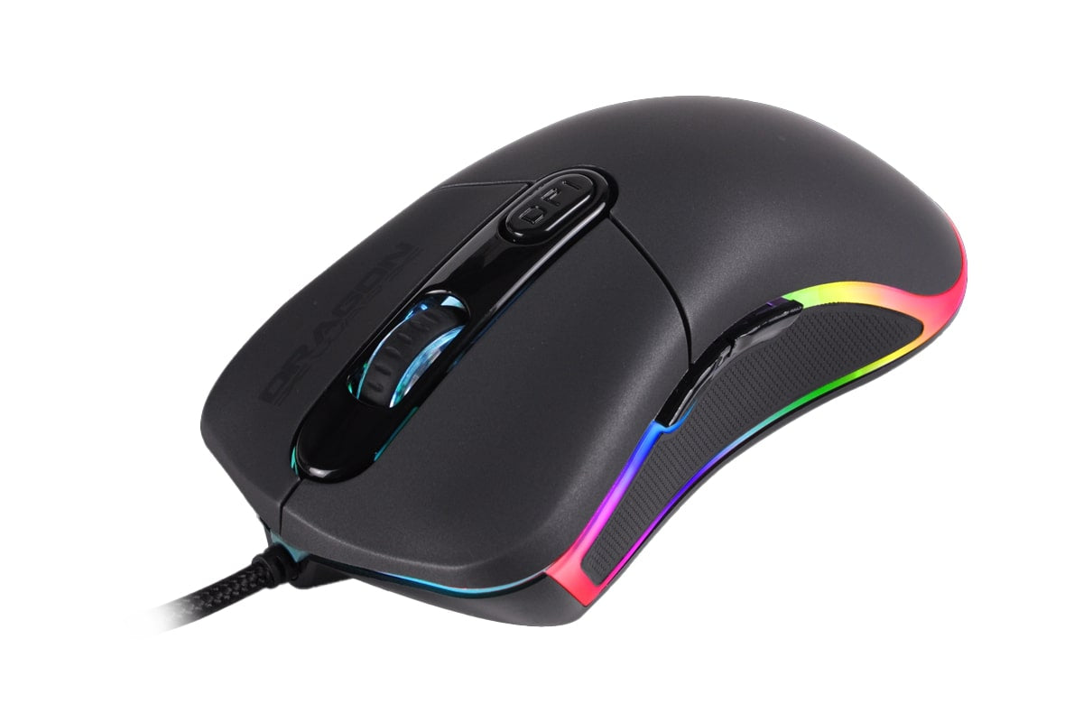 Dragonwar G21 7000dpi souris de jeu RGB ergonomique et personnalisable avec 7 boutons - Noir