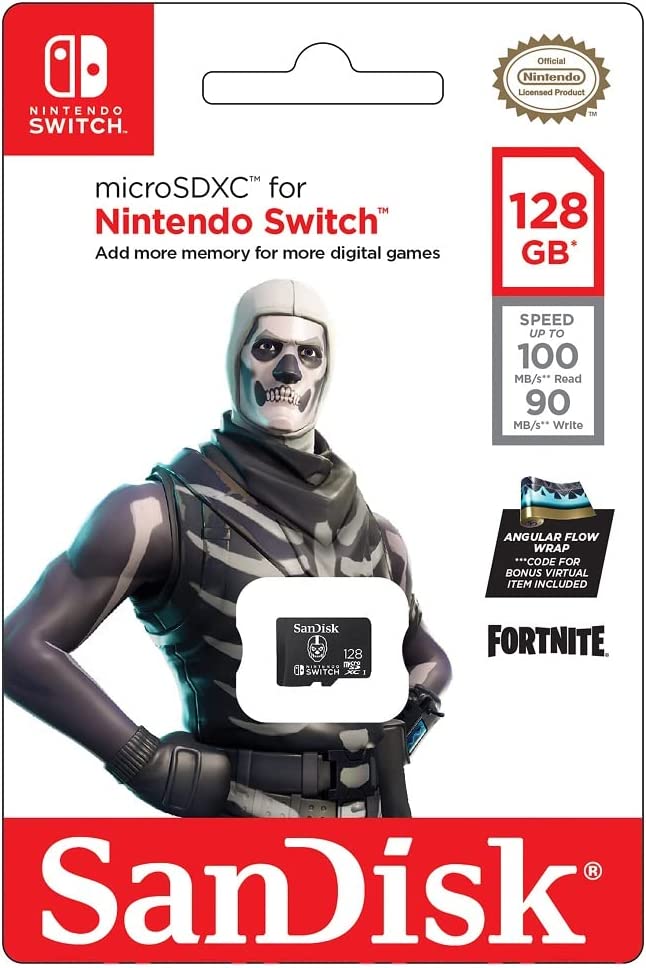 SanDisk - Carte mémoire microSDXC UHS-I 128 Go Edition Fortnite Skull Trooper pour Nintendo Switch, Switch Lite et Switch OLED - flash vidéo