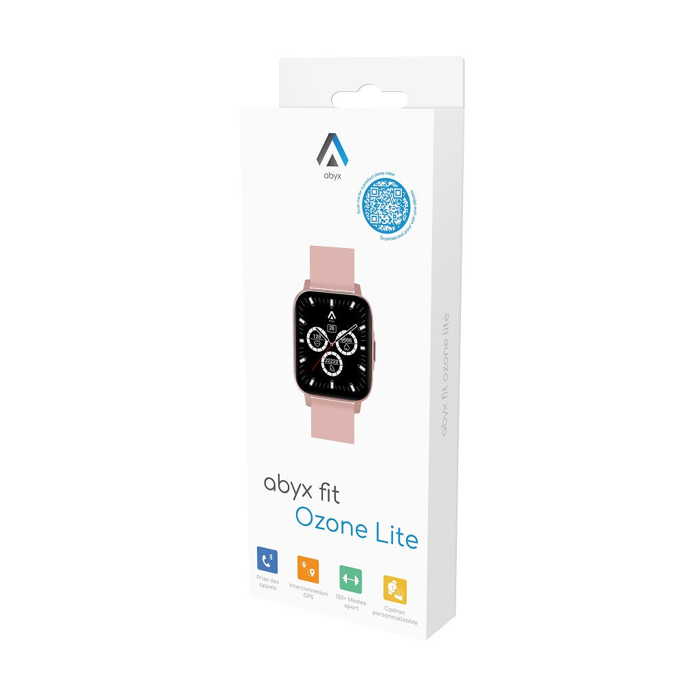 Abyx Fit - Ozone Lite - Montre connectée - Poudre de rose - flash vidéo