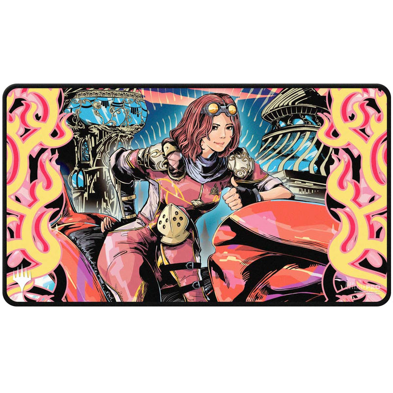 Ultra Pro - Magic: The Gathering - Aetherdrift - Tapis de jeu à surpiqûres noires Chandra, Spark Hunter