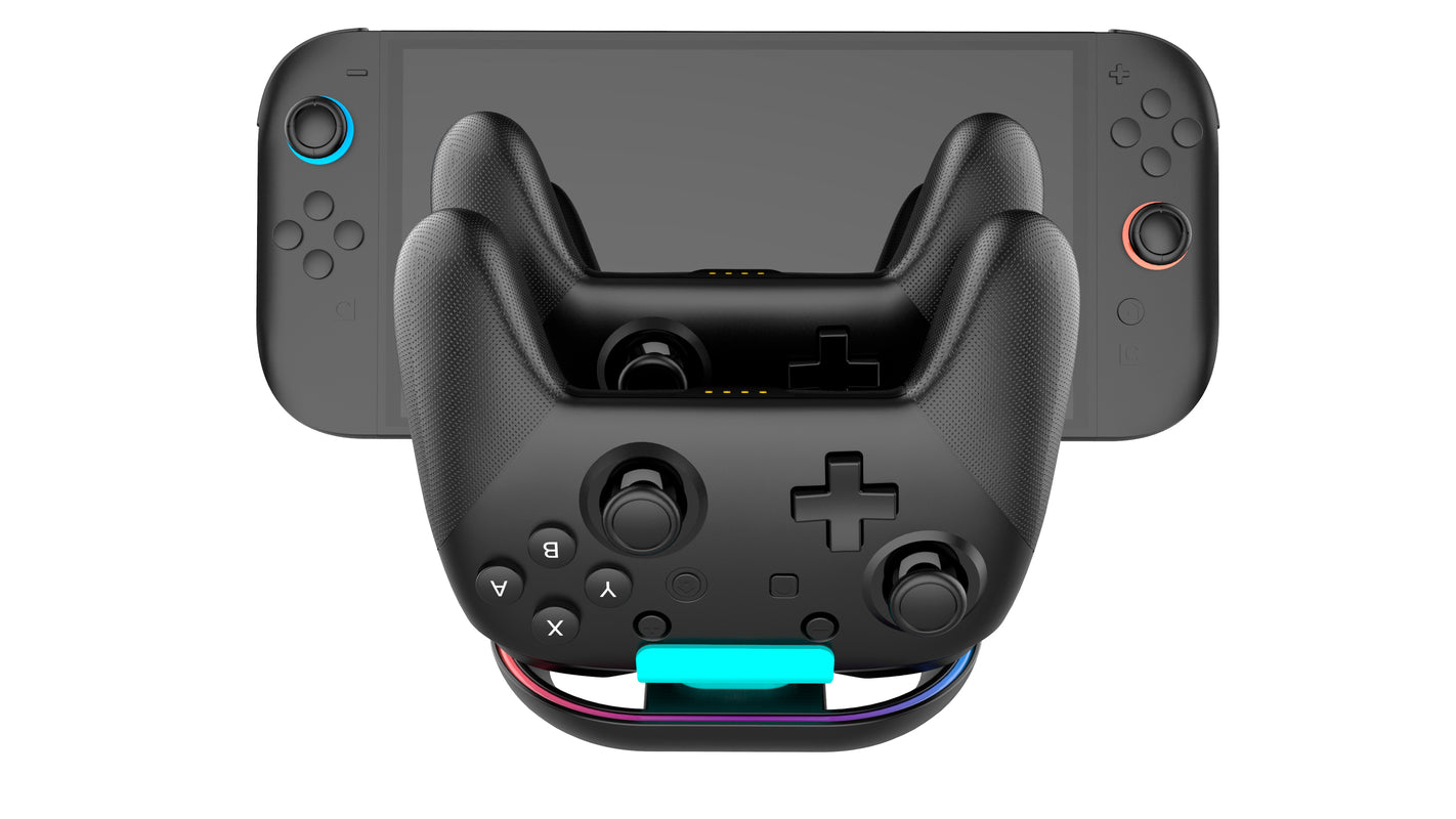 Chargeur Tridock RVB pour manettes pro et console Nintendo Switch 2