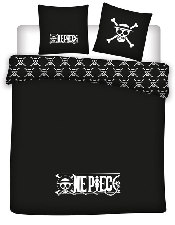 One Piece - Housse de couette en microfibre Logo Tête de Mort (240x220cm + 2x 63x63cm) - flash vidéo