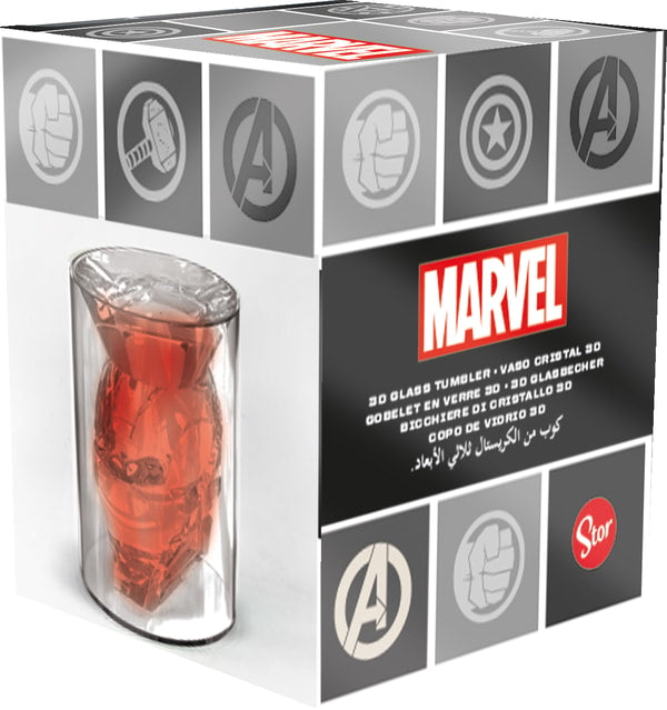 Marvel - Gobelet en verre 3D Casque de Iron Man - 220ml - flash vidéo