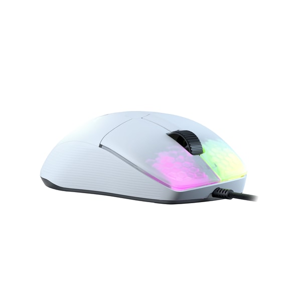 Roccat - Souris de jeu optique RGB hyperlégère, ergonomique et ultraperformante Kone Pro Blanche - flash vidéo