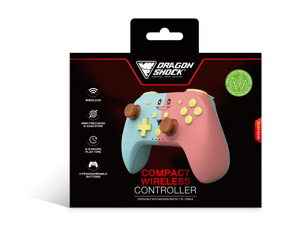 DragonShock - Manette compacte sans fil Bluetooth PopTop Bleue et Rose pour Switch et Switch OLED