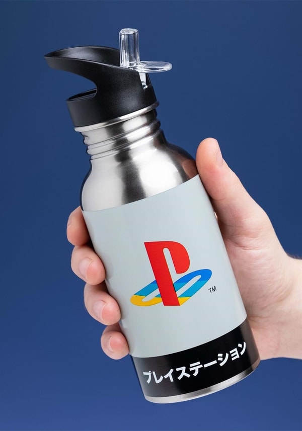 PlayStation - Bouteille d'eau en métal avec paille PlayStation Héritage 500ml - flash vidéo
