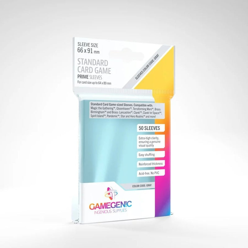 Prime Sleeves - Sachet de 50 protèges-cartes transparents standard 66 x 91 mm pour jeux de plateau