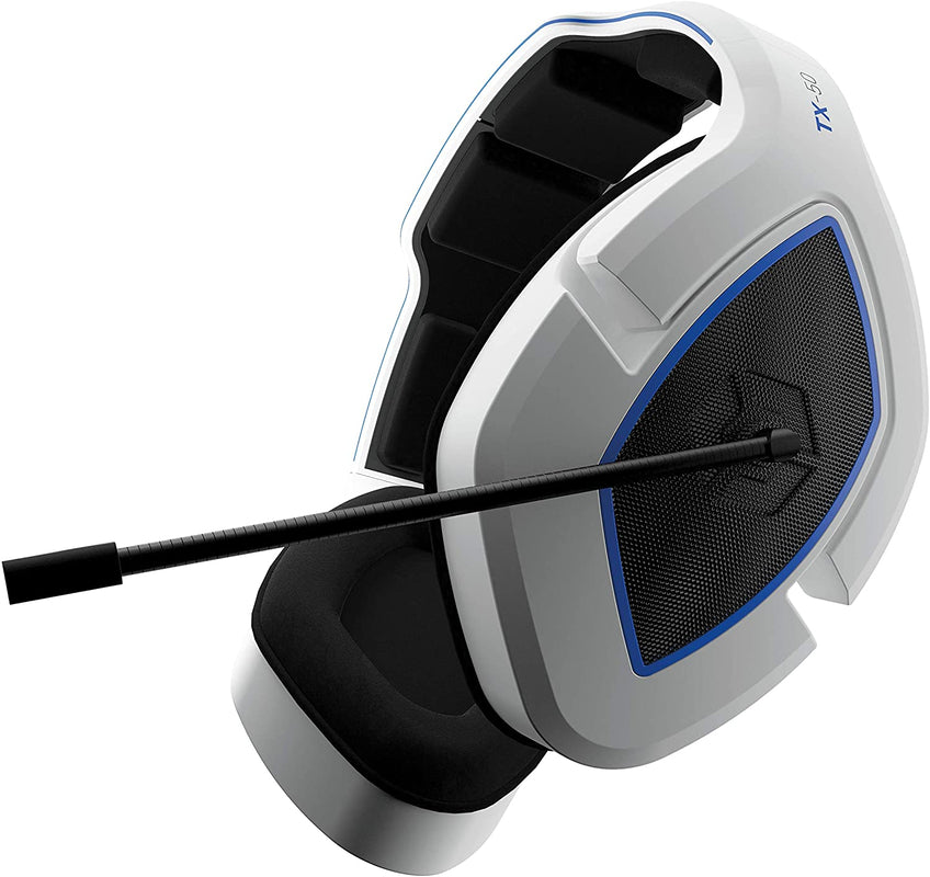 Gioteck - Casque stéréo de jeu premium TX-50 Blanc et Bleu pour PS5, PS4 et Mobile