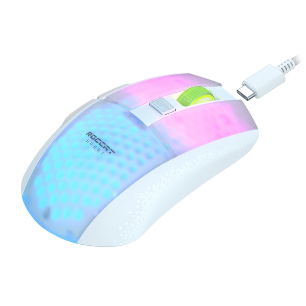 Roccat - Souris de jeu optique RGB sans-fil et légère Burst Pro Air Blanche - flash vidéo