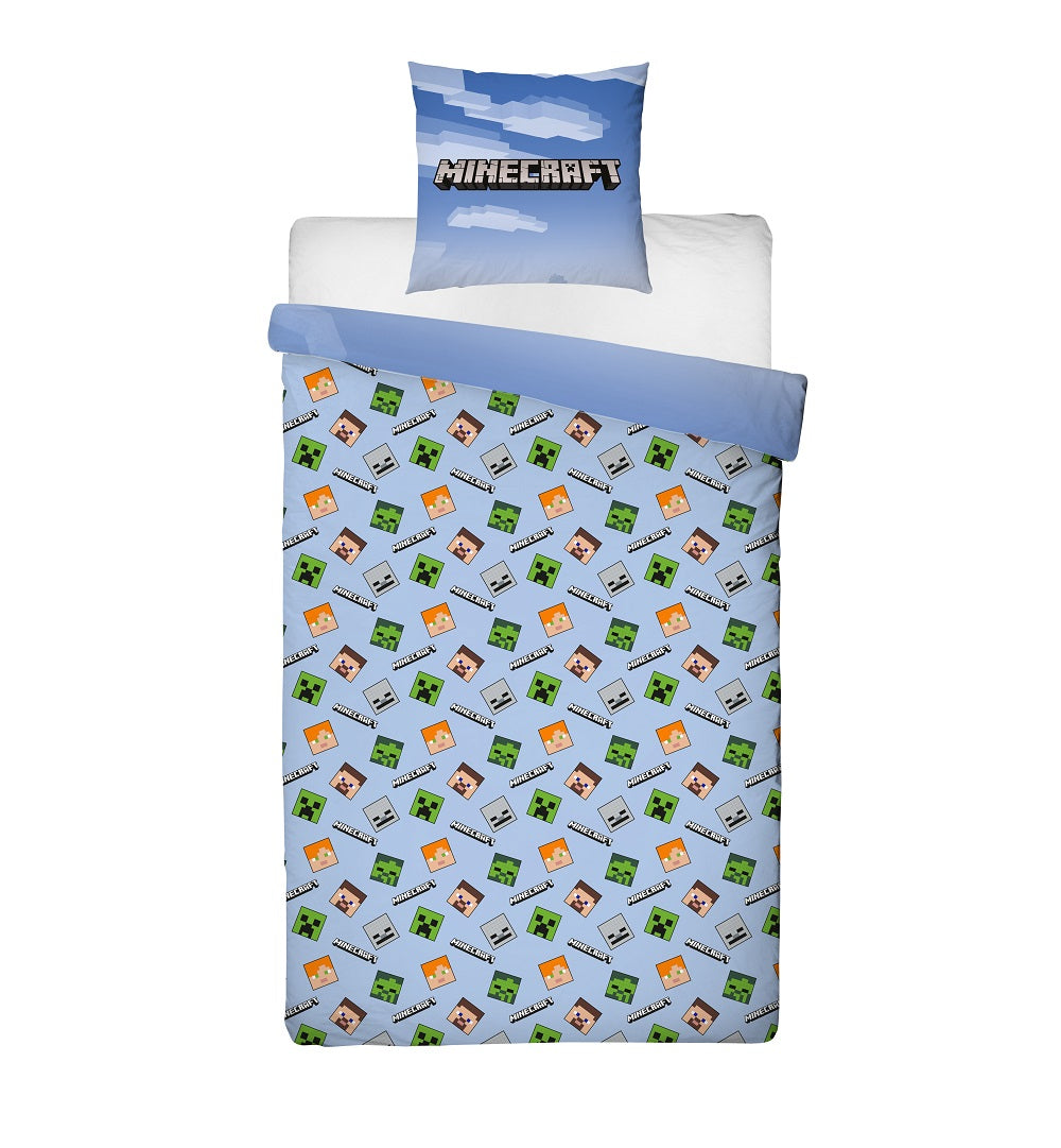 Minecraft - Parure de lit en microfibre (200x140cm + 63x63cm) - flash vidéo