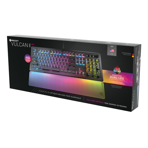Roccat - Clavier de jeu RGB optique Vulcan II Max Noir - Disposition Qwerty US - flash vidéo