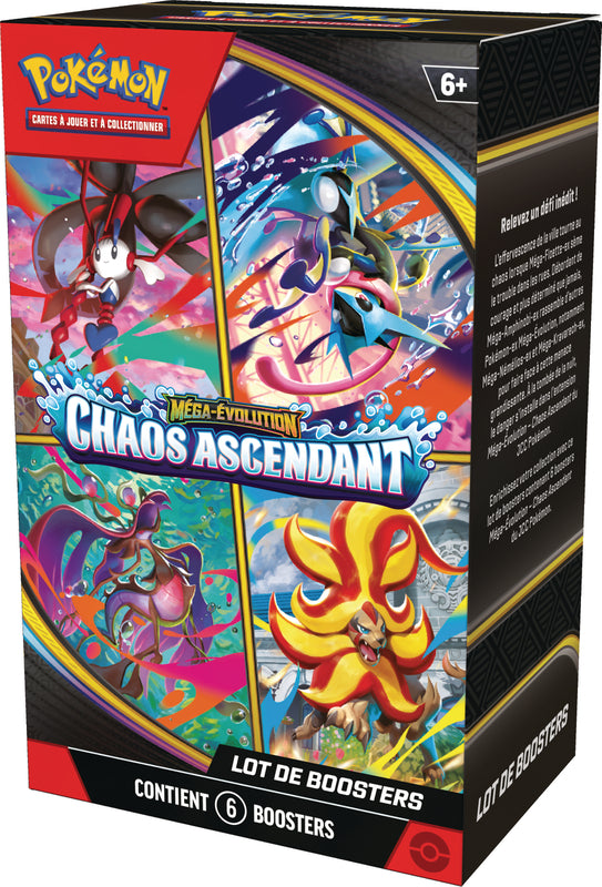 Pokémon JCC : Lot de 6 boosters Méga-Évolution - ME04 Chaos Ascendant