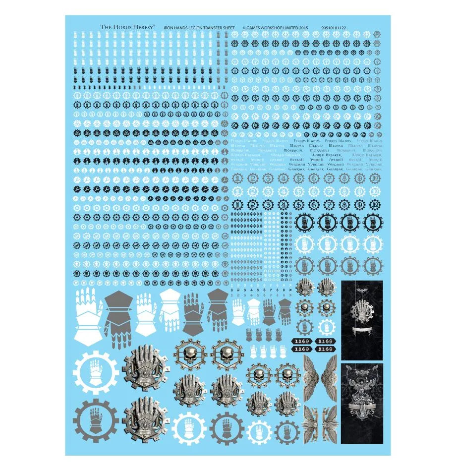 Planche de décalcomanies de la Légion des Iron Hands