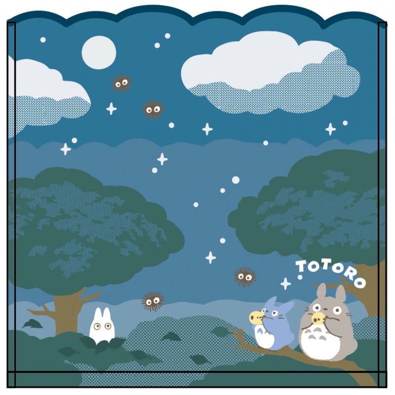 MINI SERVIETTE SOUS LA LUNE 25X25 CM - MON VOISIN TOTORO
