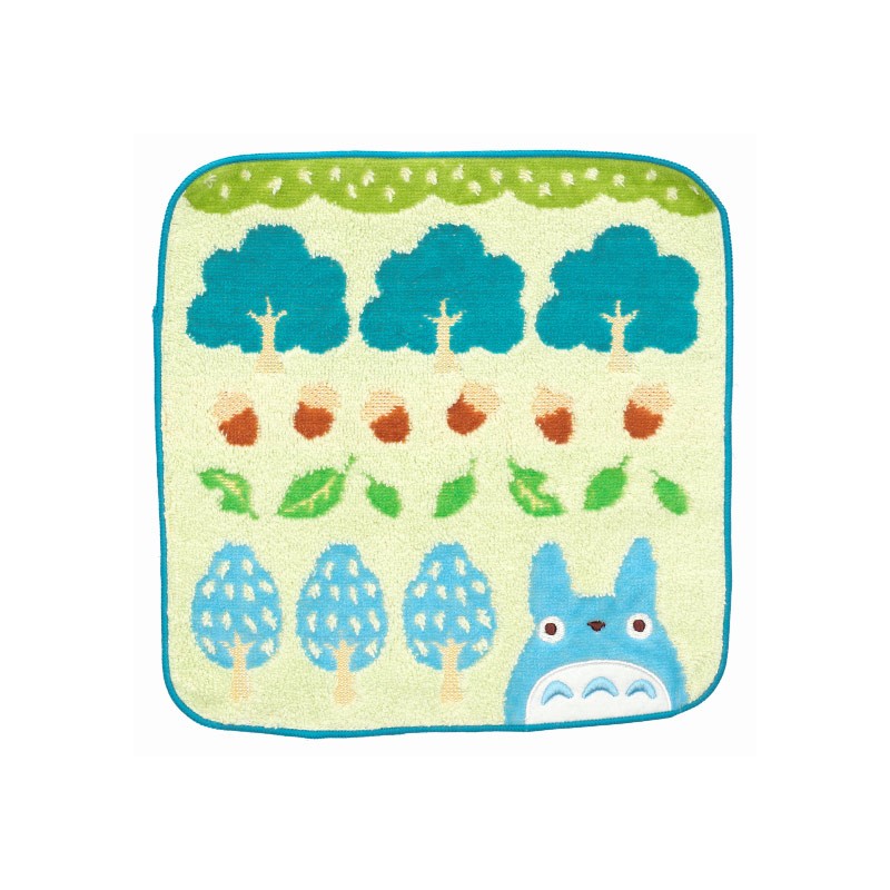 MINI SERVIETTE TOTORO BLEU ARBRES ET NOISETTES 25X25 CM - MON VOISIN