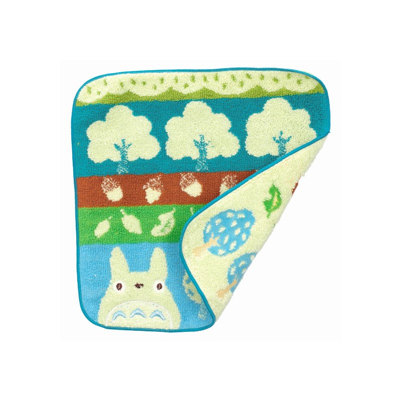 MINI SERVIETTE TOTORO BLEU ARBRES ET NOISETTES 25X25 CM - MON VOISIN