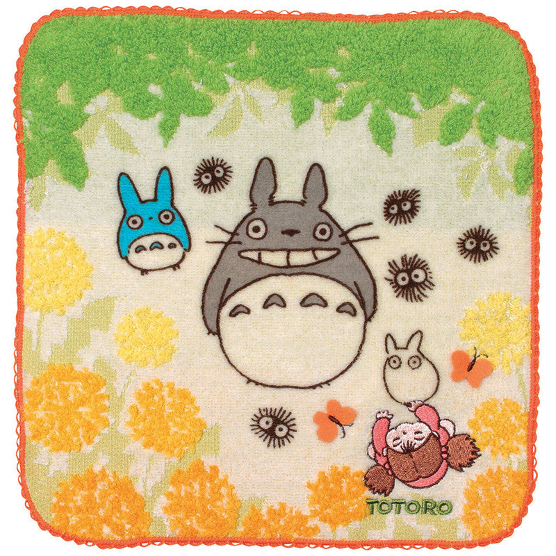 MINI SERVIETTE TOTOROS AVEC FEUILLES ET FLEURS 25X25 CM - MON VOISIN