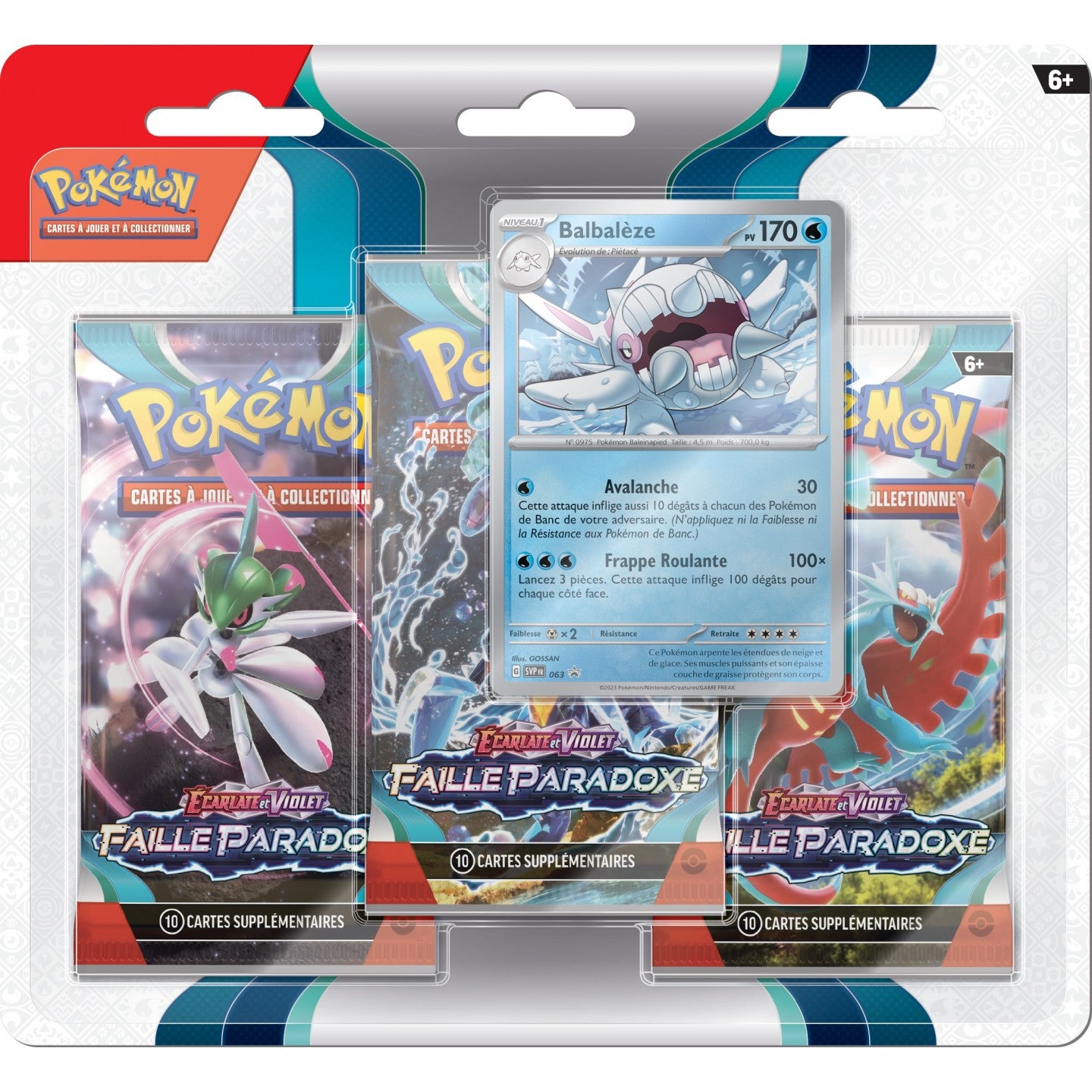 Pokémon JCC - Écarlate et Violet - Pack Blister de 3 Boosters Faille Paradoxe (1 Booster aléatoire) - flash vidéo