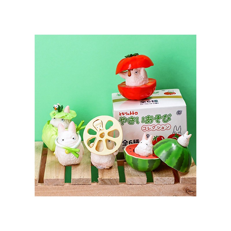 POSE COLL ASSORT 6 FIGURINES TOTORO BLANC LÉGUMES - MON VOISIN TOTORO