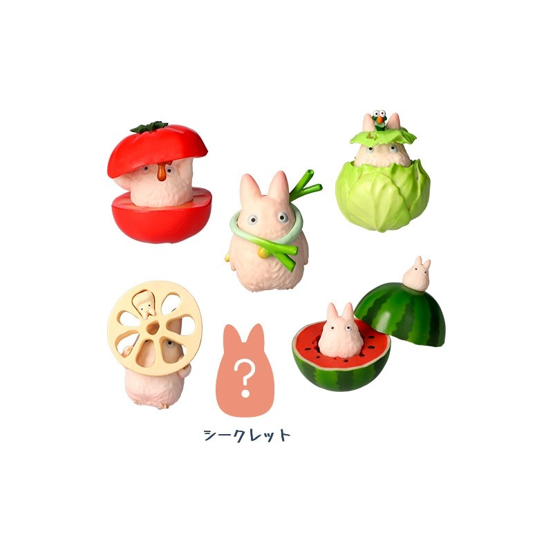 POSE COLL ASSORT 6 FIGURINES TOTORO BLANC LÉGUMES - MON VOISIN TOTORO