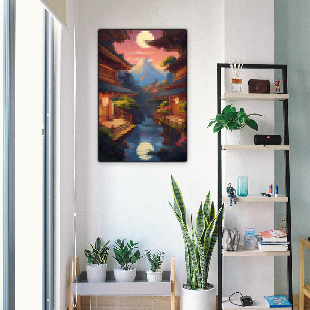 Tableau Pixel Art "Japan Moonlight" – Dibond 40x60 cm