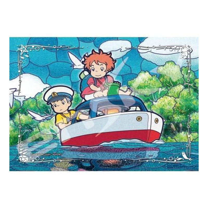 PUZZLE VITRAIL 208P PONYO & SOSUKE SUR LE BATEAU - PONYO SUR LA FALAI