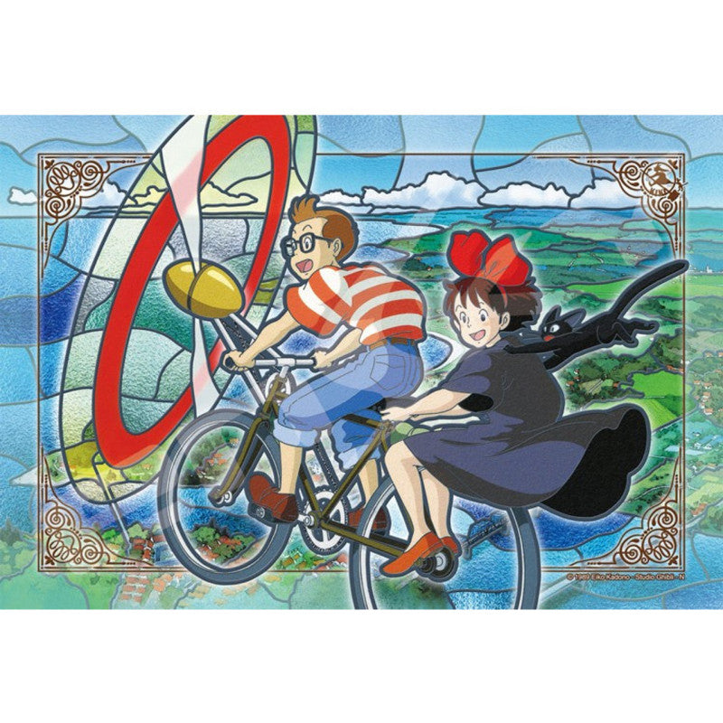 PUZZLE VITRAIL 300P TOMBO & KIKI SUR LE VÉLO À HÉLICE - KIKI LA PETIT