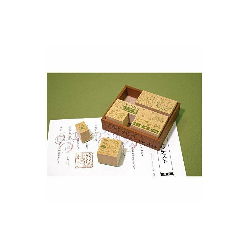 TAMPONS EN BOIS TOTORO ET CHATBUS VERSION VERTE - MON VOISIN TOTORO