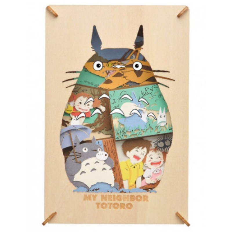 THÉÂTRE DE PAPIER STYLE BOIS SILHOUETTE TOTORO GRIS - MON VOISIN TOTO