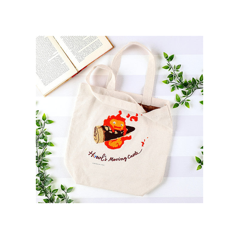 TOTE BAG BRODÉ CALCIFER - LE CHÂTEAU AMBULANT