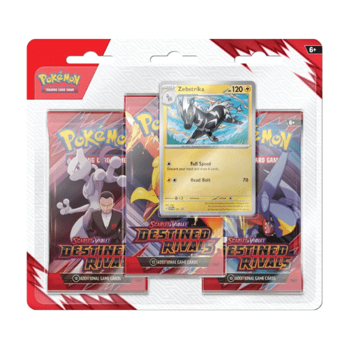 Pokémon JCC - Écarlate et Violet - Pack Blister de 3 Boosters EV10 Rivalités Destinées Kangourex ou Zéblitz (1 Booster aléatoire)