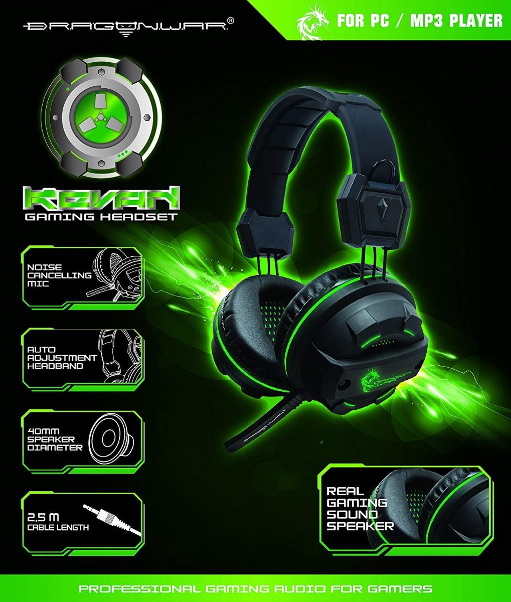 Dragonwar Revan Casque de jeu PC ajustable avec Micro anti-bruit et 40 MM de haut-parleurs - flash vidéo