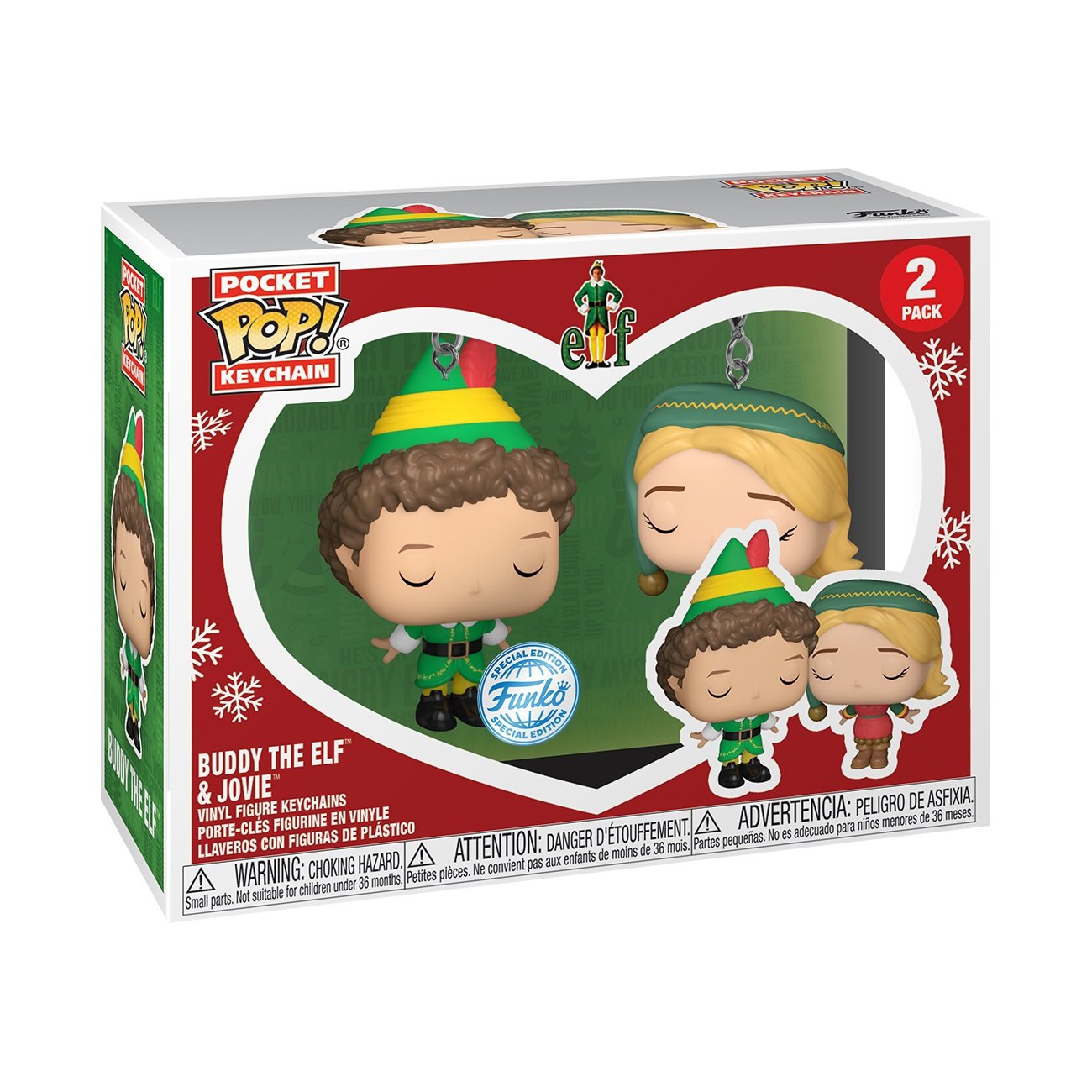 Funko Pocket Pop! Keychain 2-Pack: Elf - Buddy & Jovie - flash vidéo