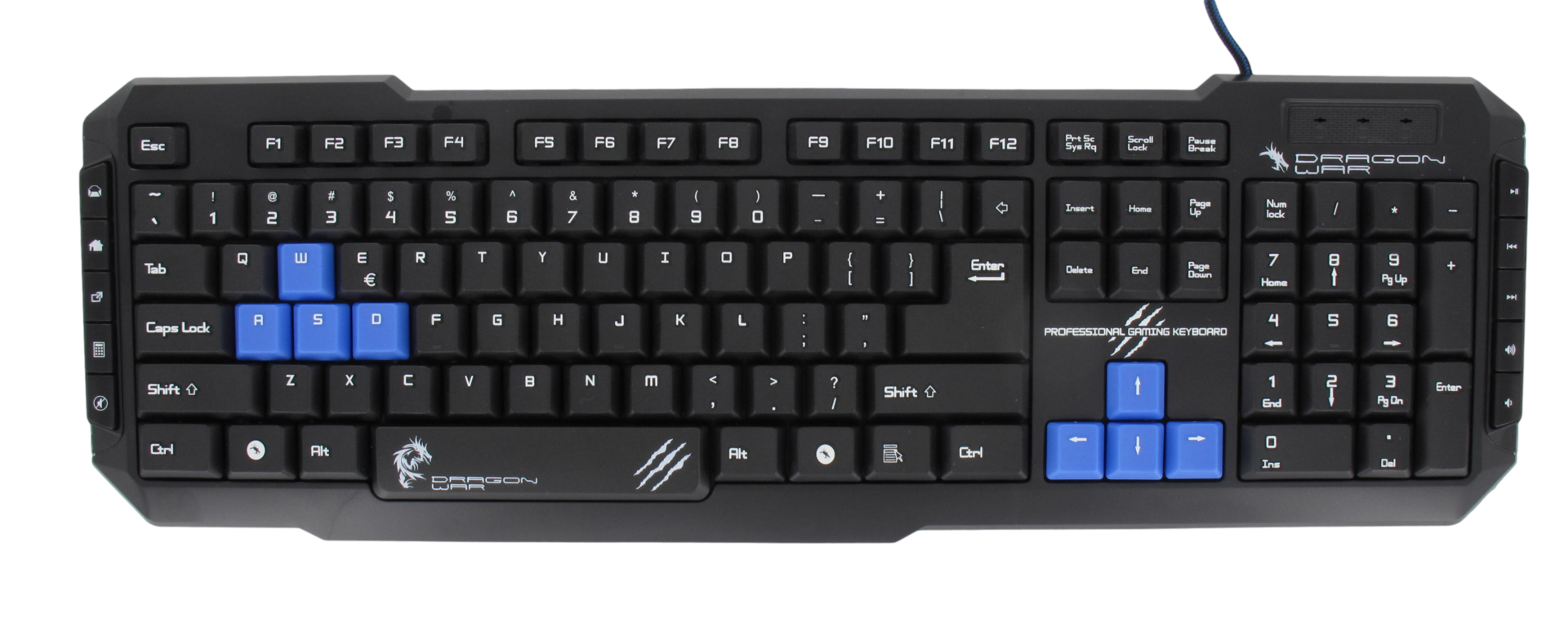 DragonWar Desert Eagle Semi Automatique Clavier Pro Gaming Qwerty avec 10 boutons programmables Qwerty - Noir - flash vidéo