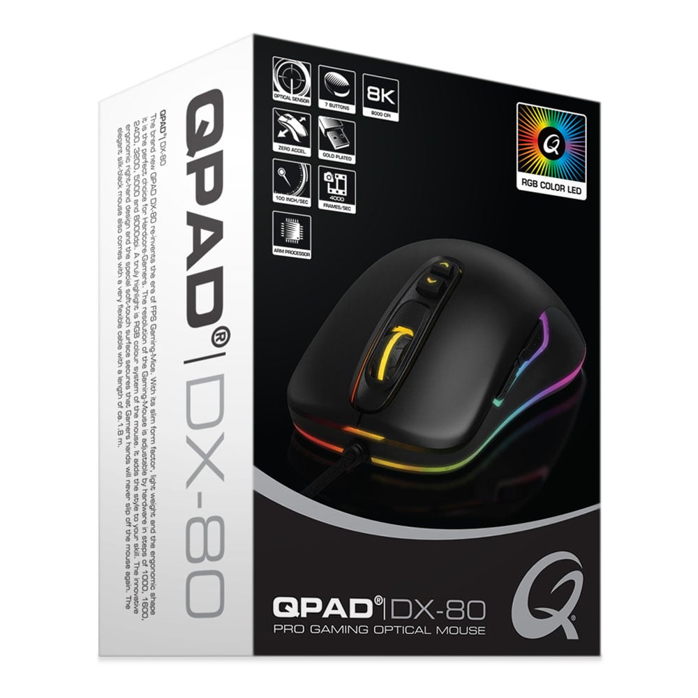QPAD - DX-80 - 8.000 dpi FPS Gaming Mouse - flash vidéo