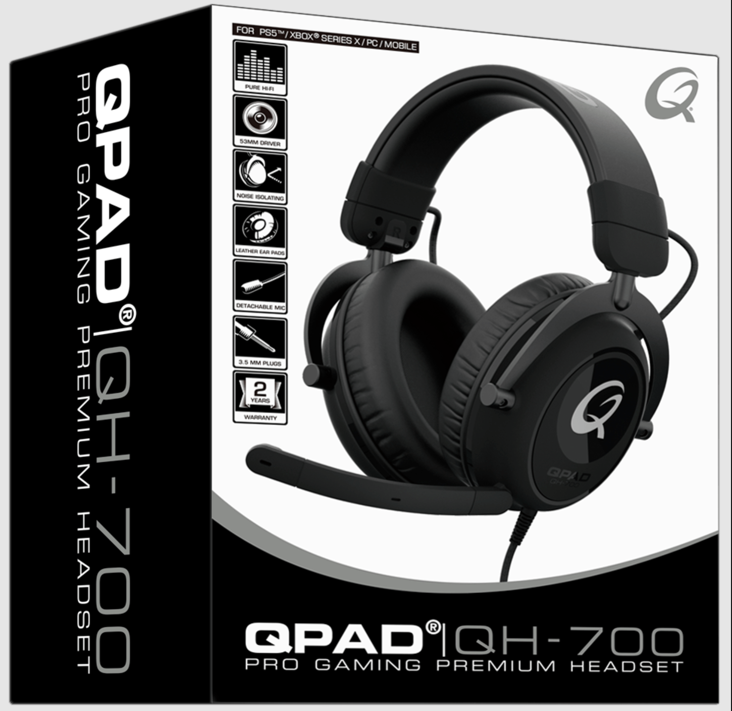 QPAD - QH-700 - Casque de jeu stéréo filaire Noir pour PC, PS4/PS5, Xbox One, Xbox Series S|X, Nintendo Switch - flash vidéo