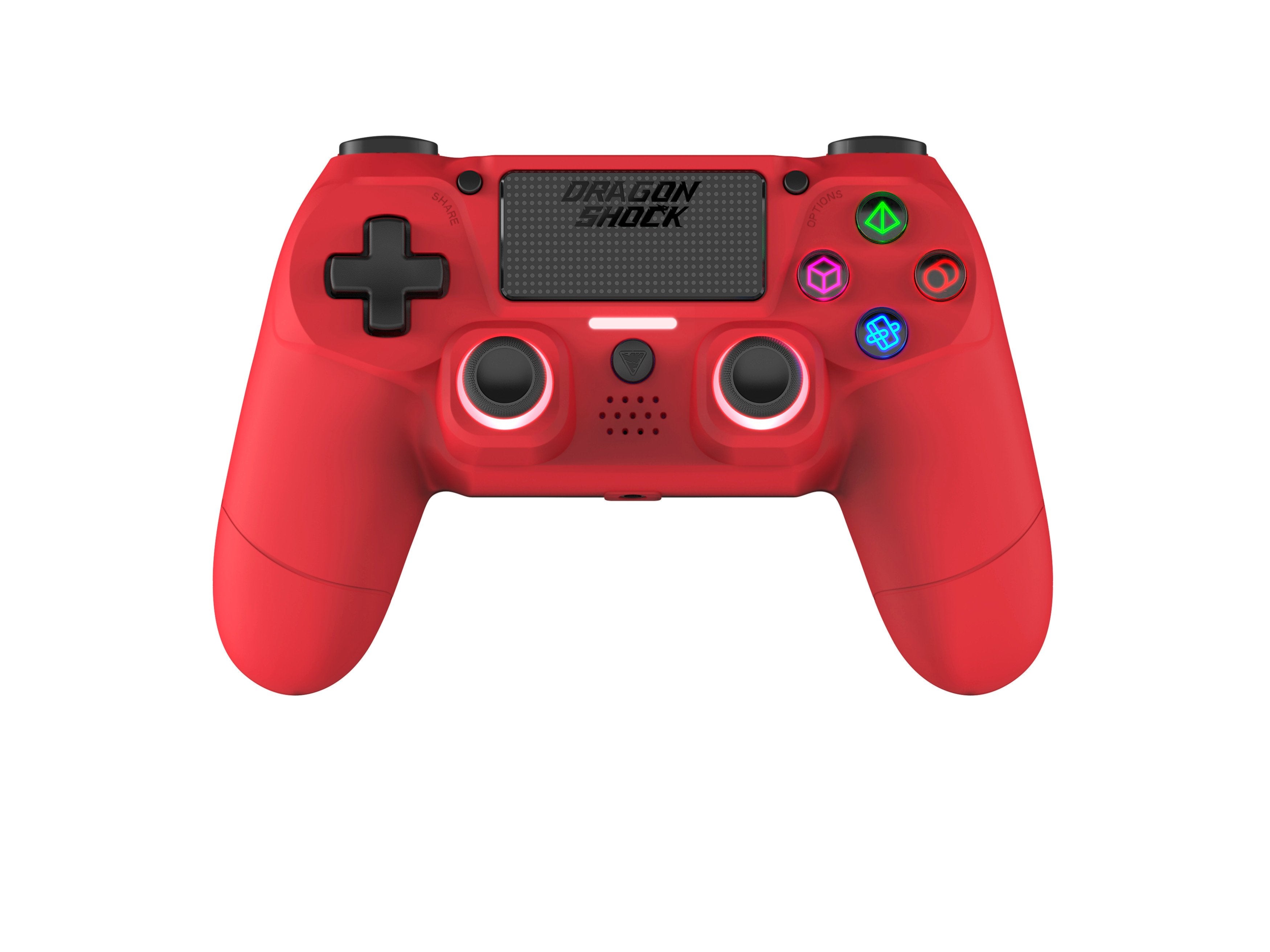DragonShock - Manette sans fil Bluetooth MIZAR Rouge pour PS4, PC et Mobile - flash vidéo