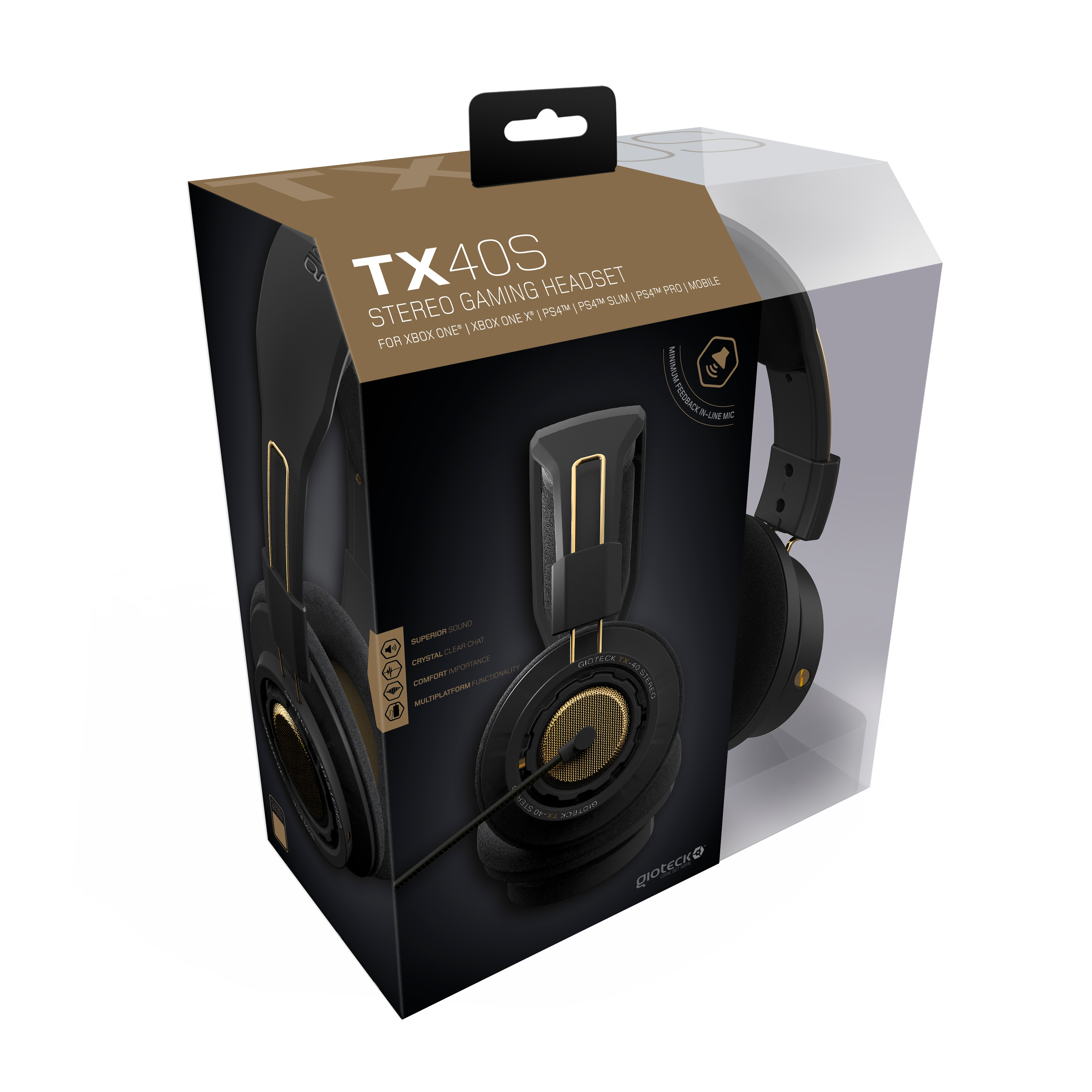 Gioteck - Casque de jeu stéréo TX-40S Noir & Bronze pour Xbox Series, Xbox One, PS5, PS4 et Mobile - flash vidéo