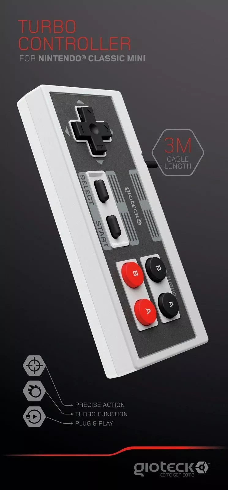 Gioteck - Manette turbo filaire pour Nintendo Classic Mini - flash vidéo