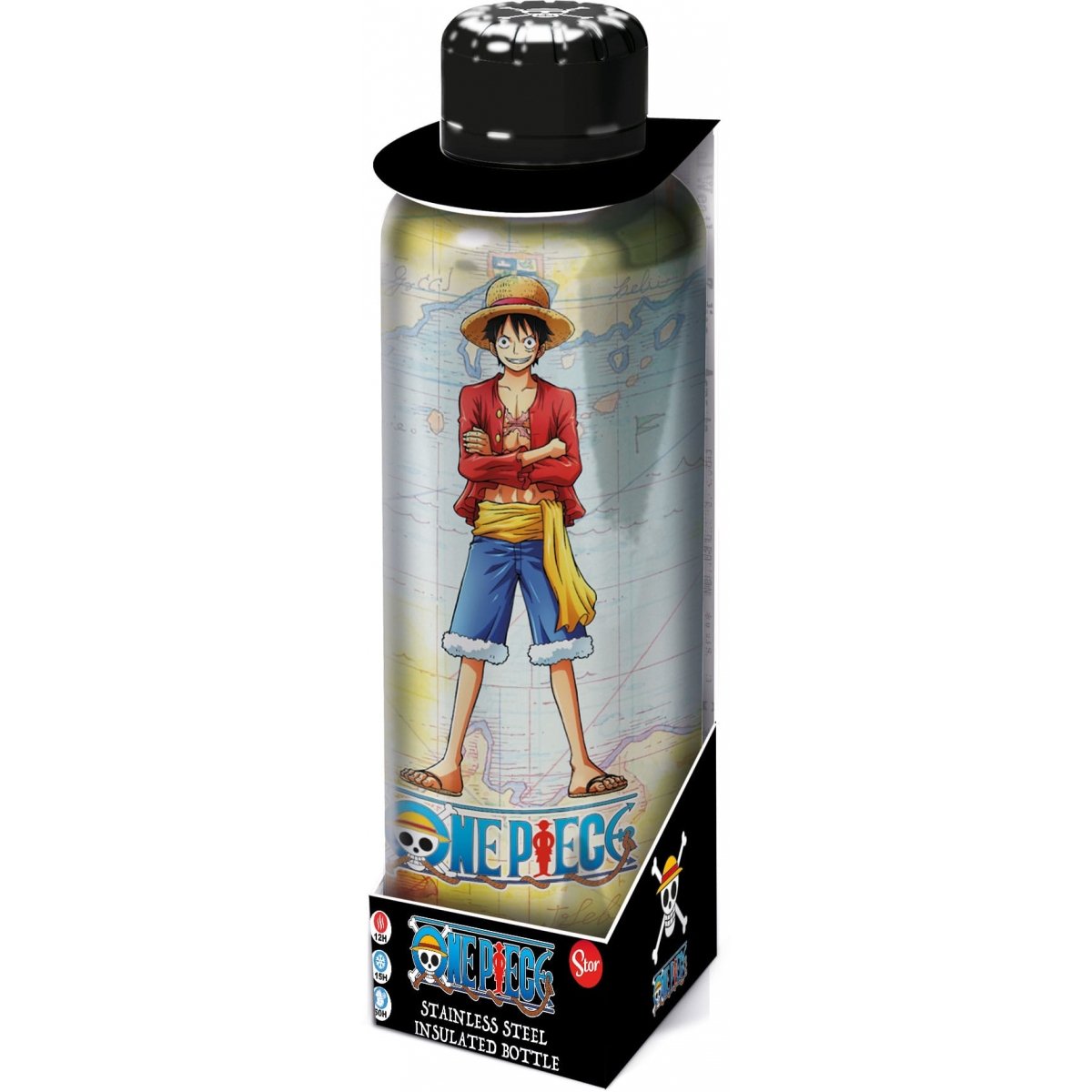 Stor Young Adult - One Piece - Bouteille Isotherme en Acier Inoxydable - Monkey D. Luffy - 515 ML - flash vidéo