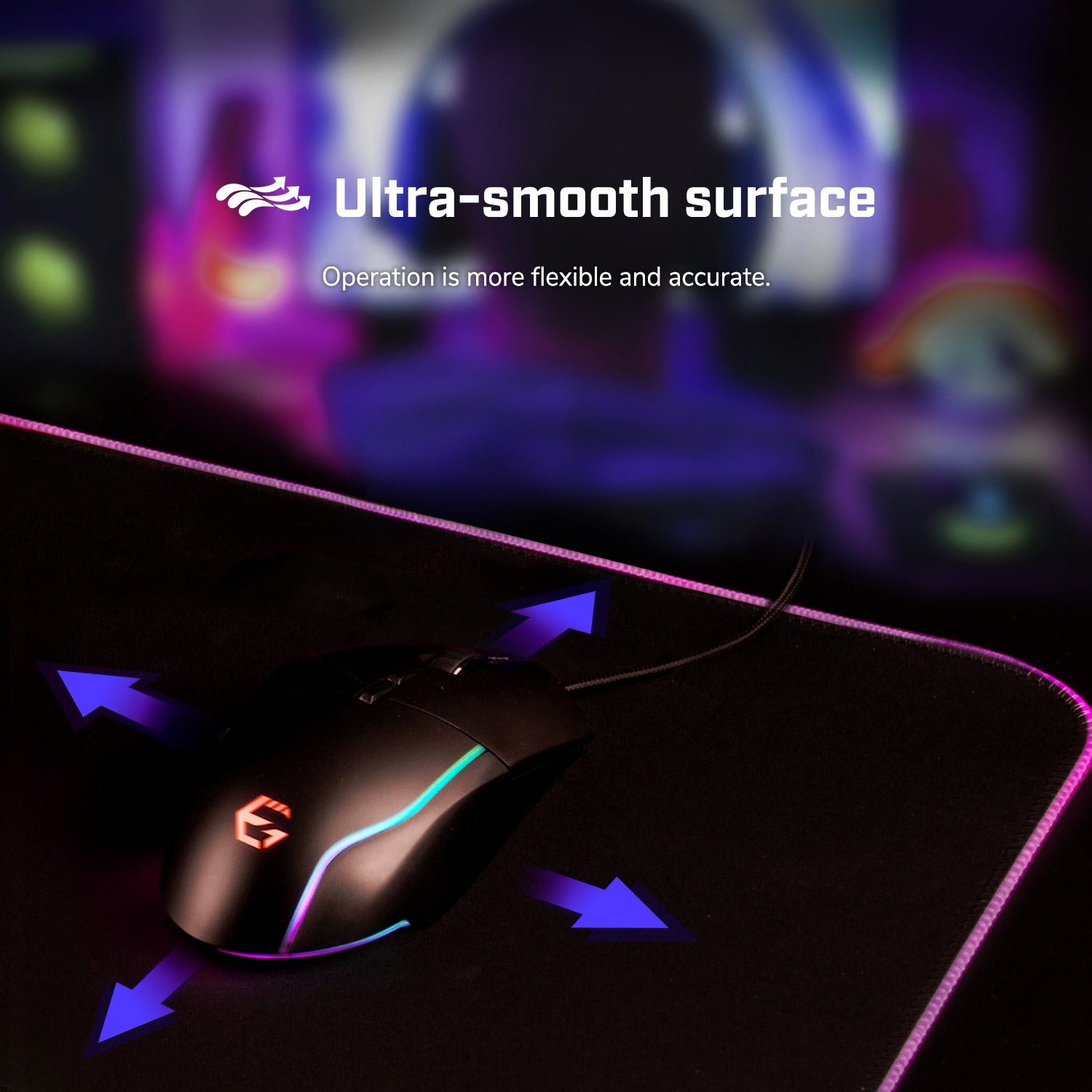 EgoGear - Tapis de souris de jeu XL RGB en tissu SMM55 - flash vidéo