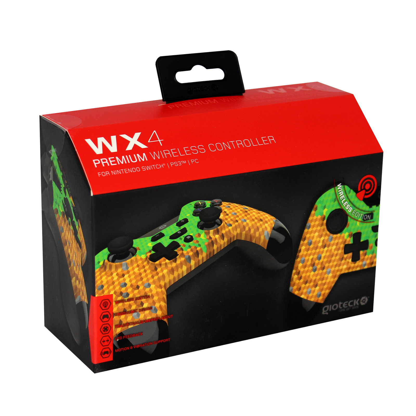 Gioteck - Manette sans fil premium WX4 Edition "Cubes" pour Nintendo Switch, PS3 et PC - flash vidéo